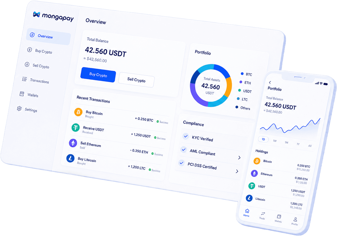 MongaPay for business — platform integration and crypto flows