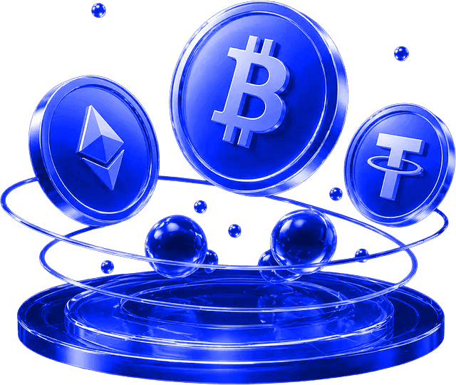 Glowing cryptocurrency coins illustration